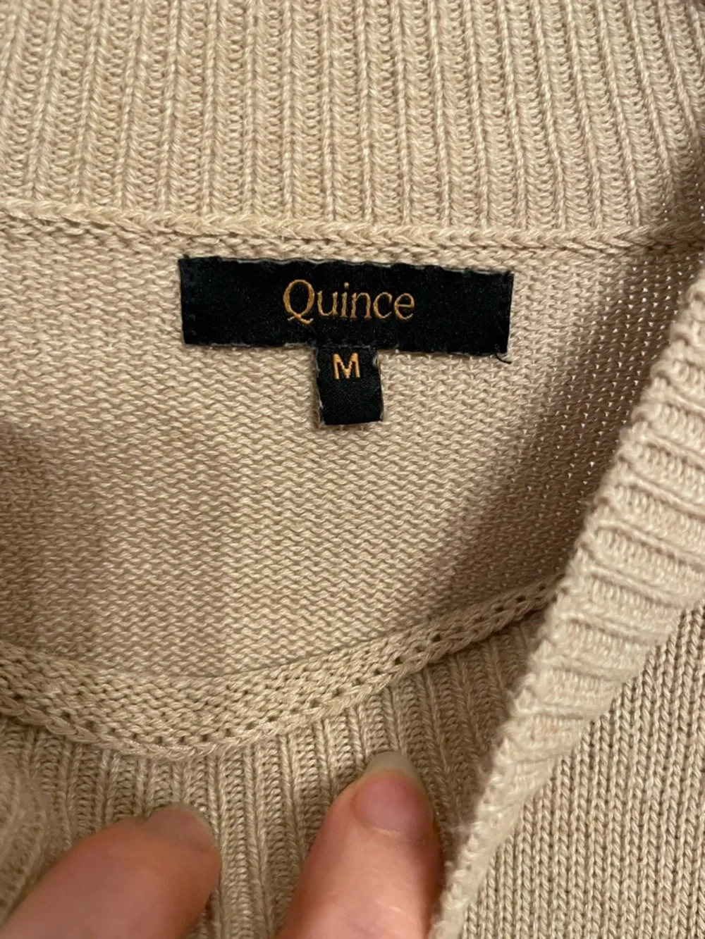 Quince 100% Organic Cotton Mock Neck Sweater Tan Beige Size Medium